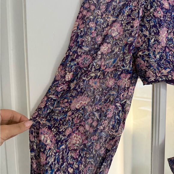 Maje Roletex Floral Long Sleeve Satin Cutout Minidress Size 36/4 - Picture 5 of 10